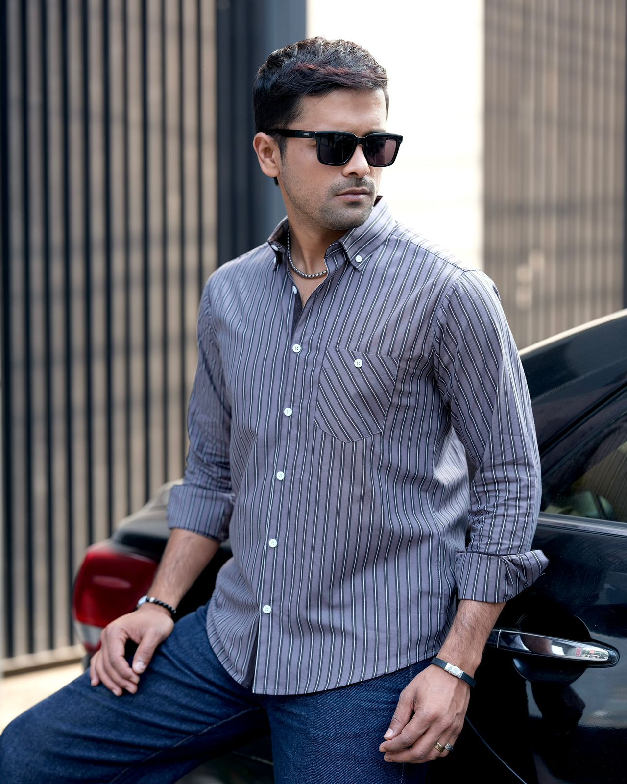 Mens Grey Horizon Stripe Shirt 262