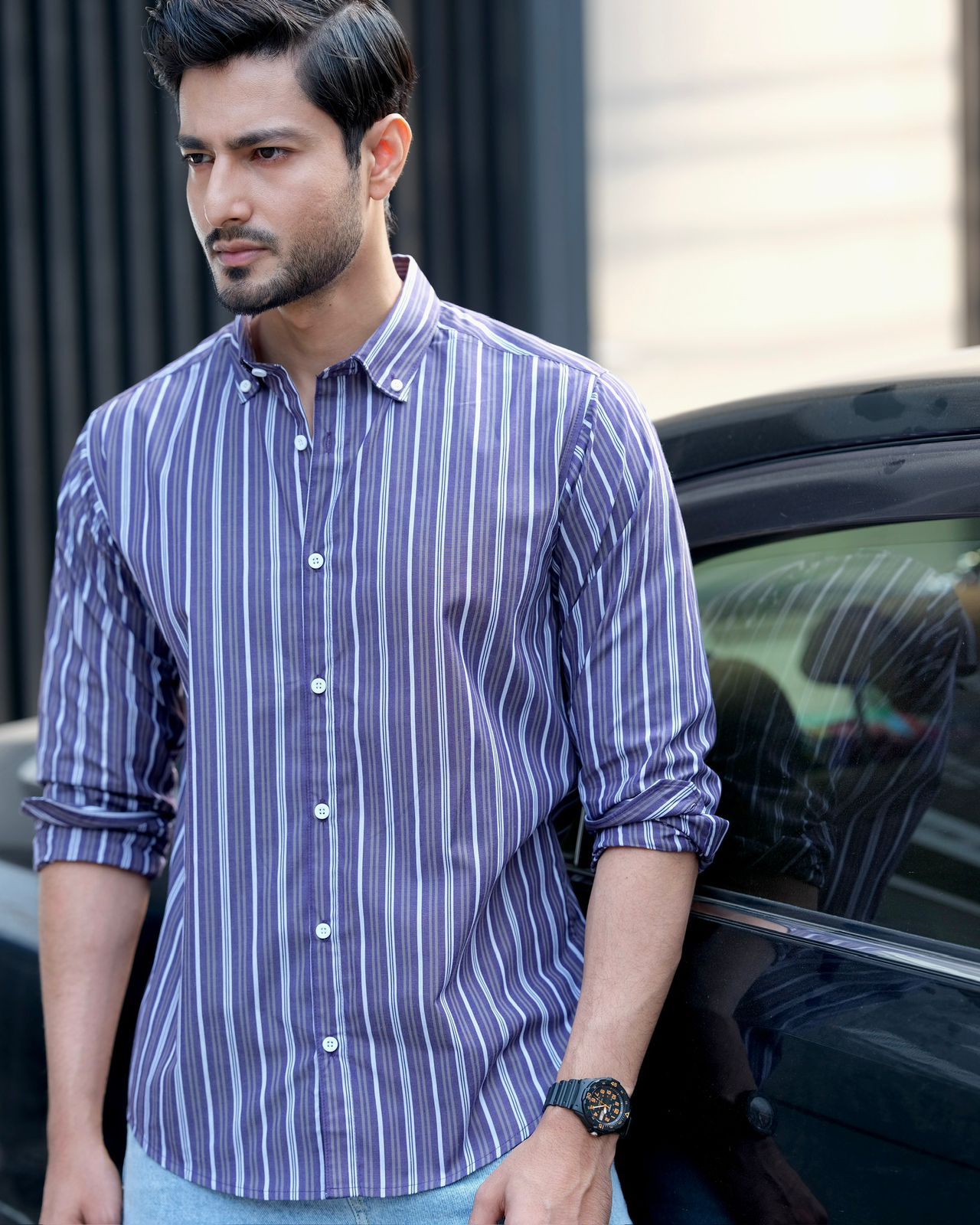 Mens ultraviolet striped shirt 264