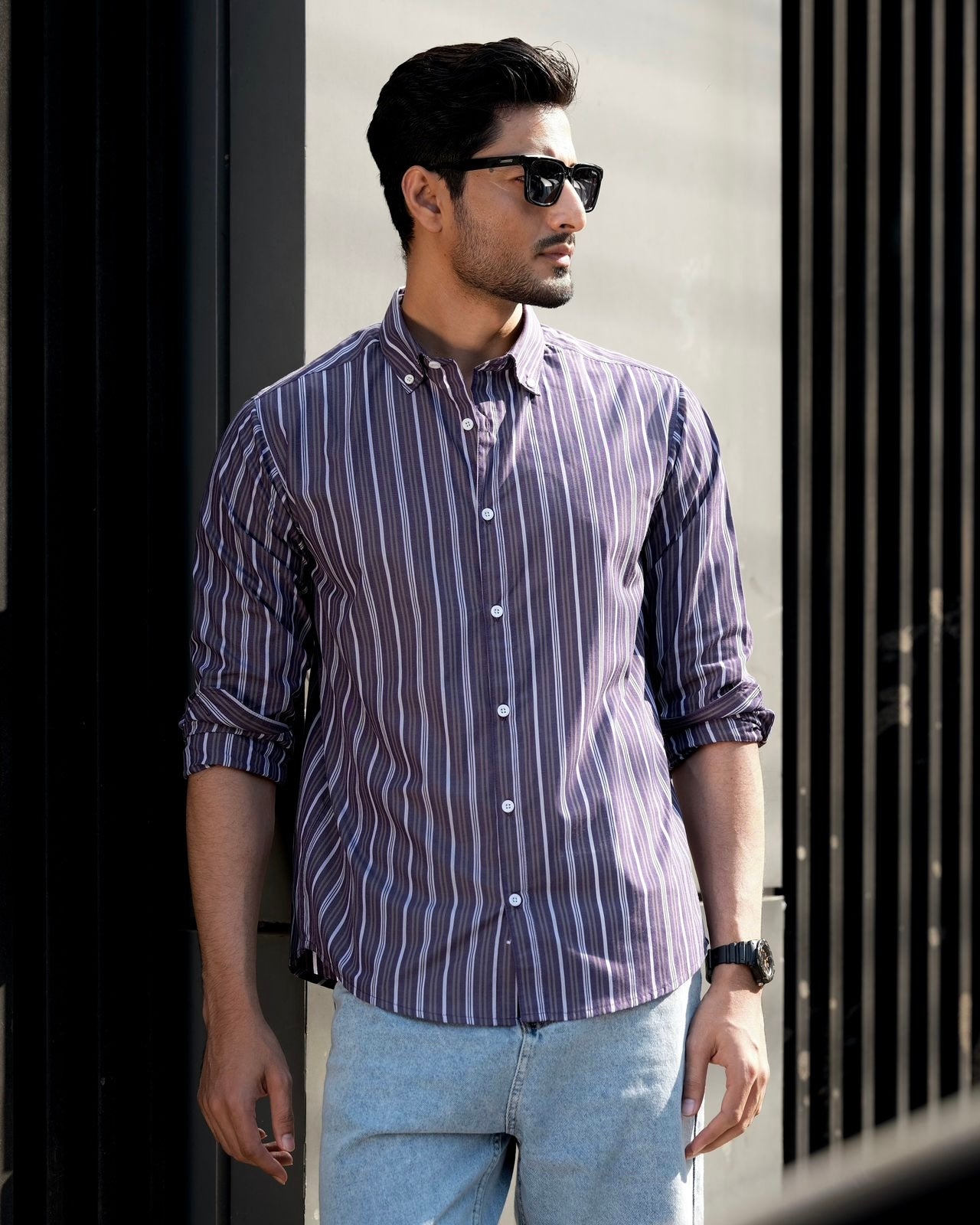 Mens ultraviolet striped shirt 264