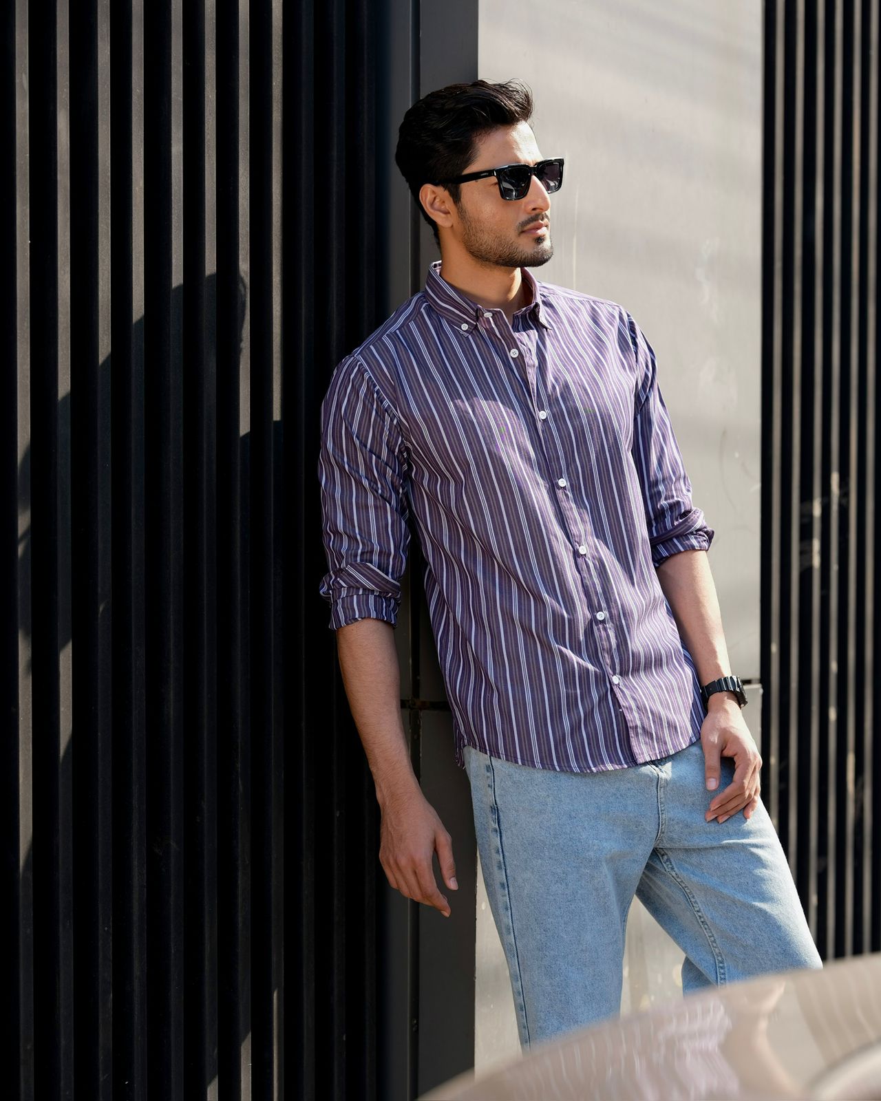 Mens ultraviolet striped shirt 264