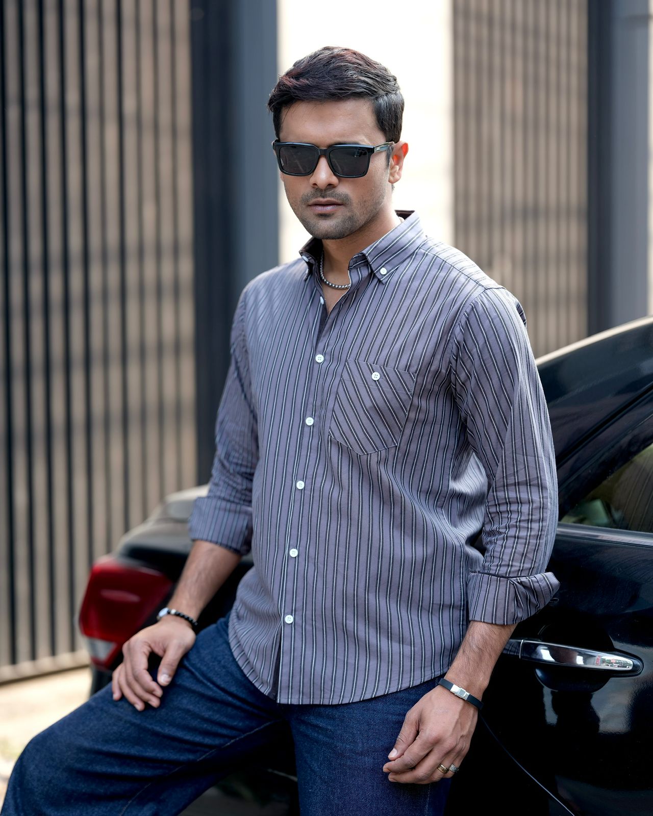 Mens Grey Horizon Stripe Shirt 262