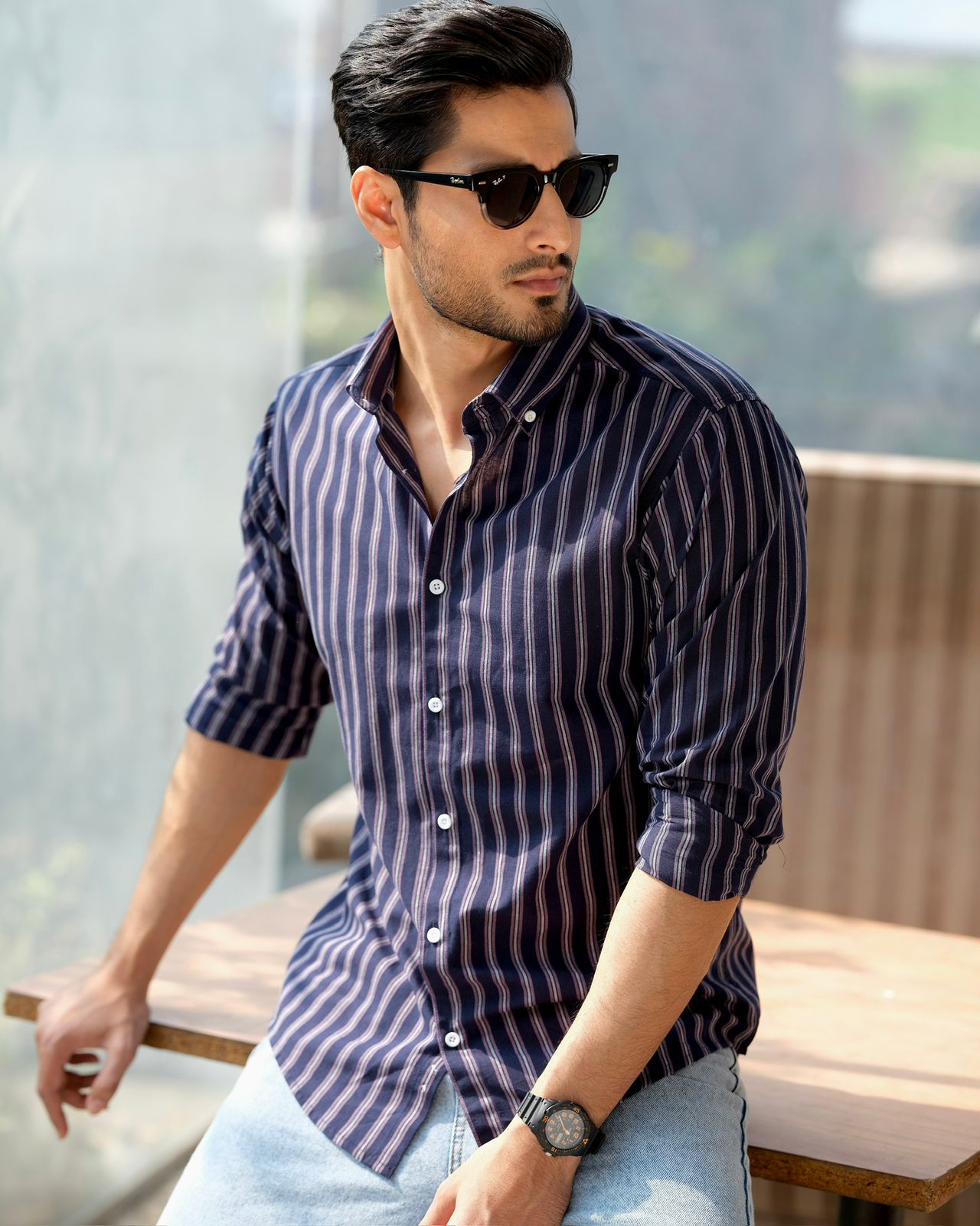 Linear Striped Mens Shirt 258