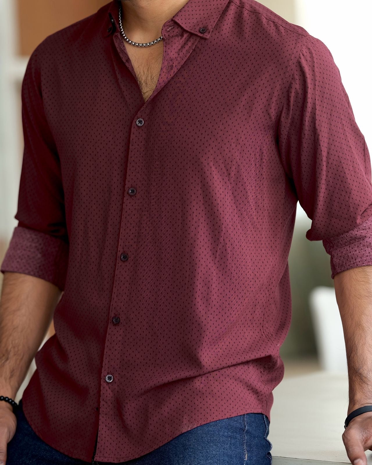 Maroon Crimson Dot Shirt 254