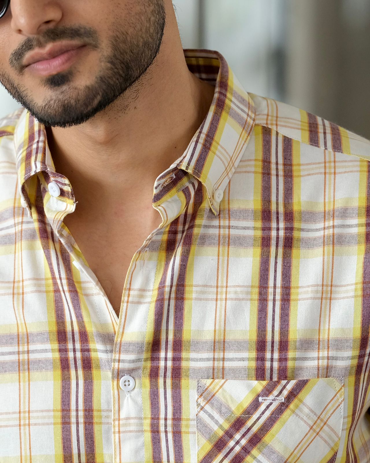 Men’s Mustard Mix Checkered Shirt 257