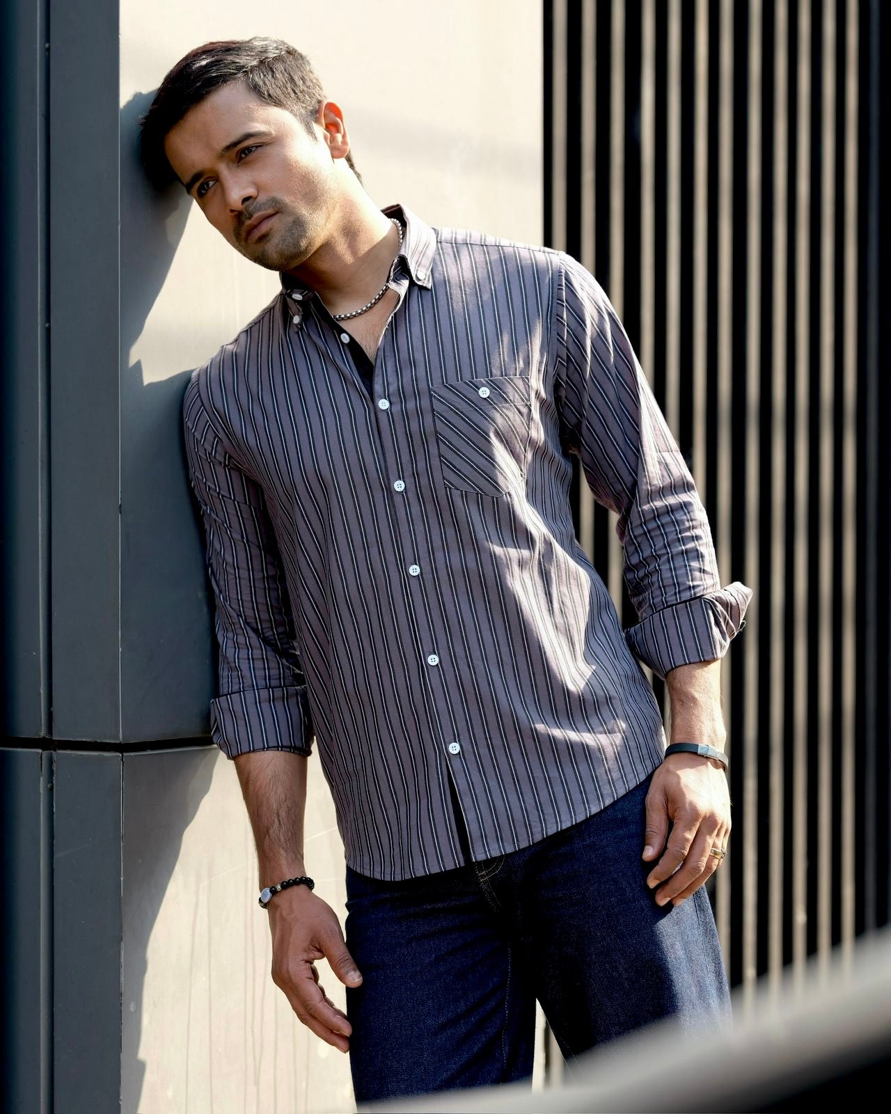 Mens Grey Horizon Stripe Shirt 262