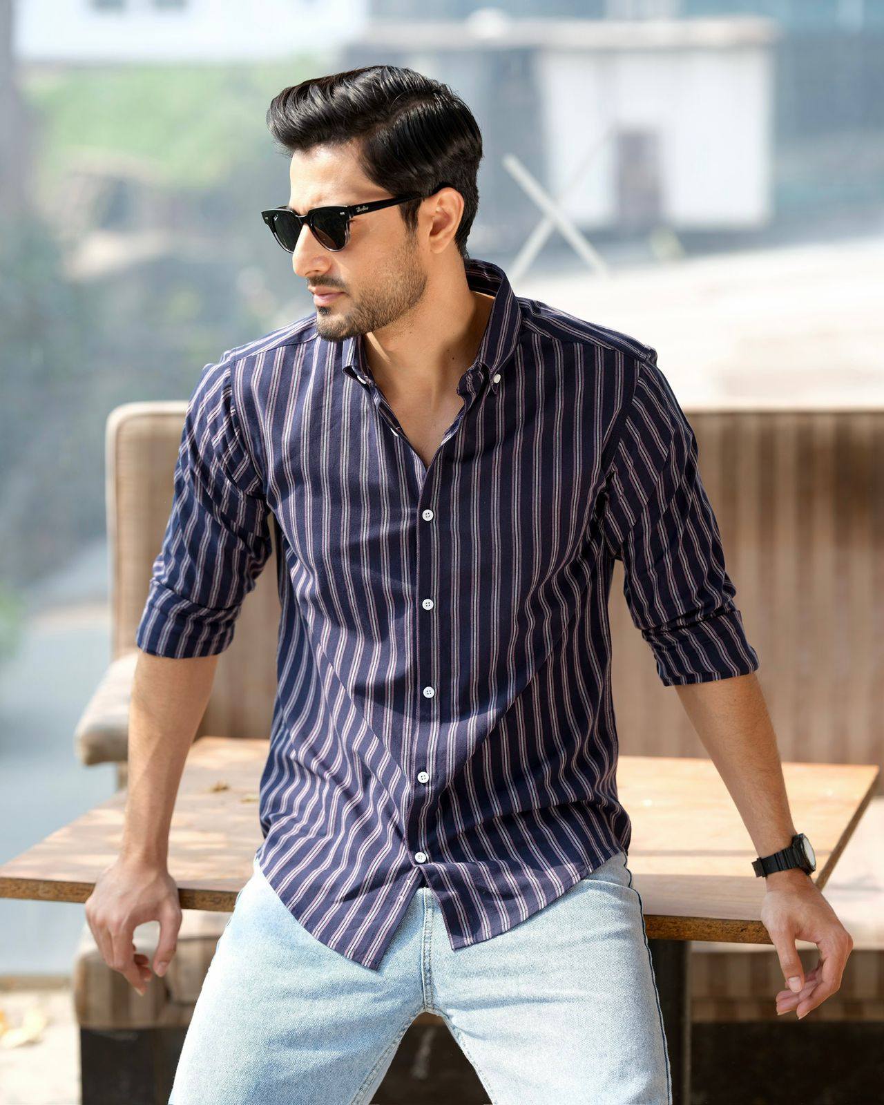 Linear Striped Mens Shirt 258