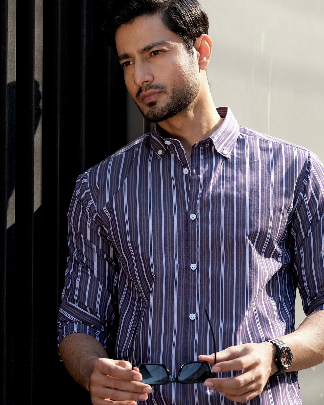 Mens ultraviolet striped shirt 264