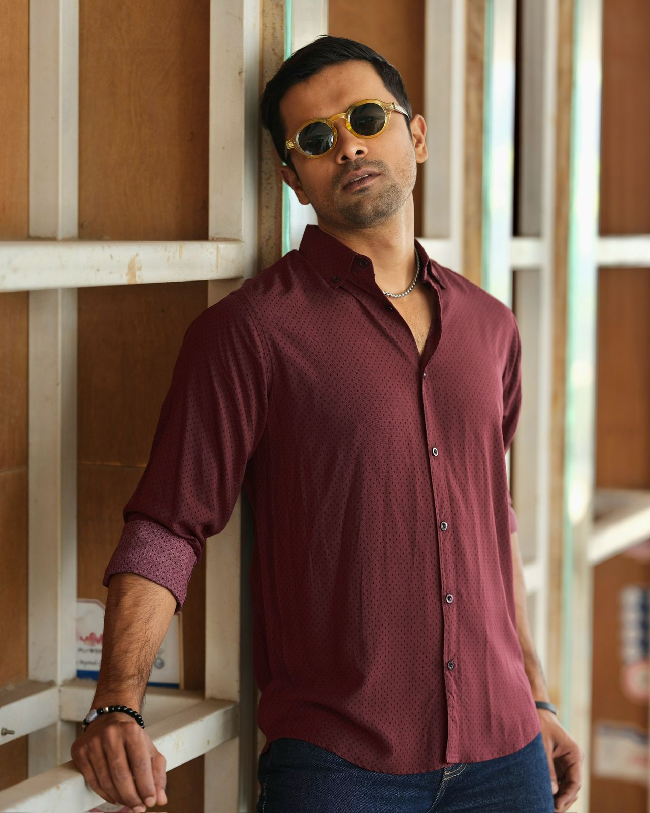 Maroon Crimson Dot Shirt 254