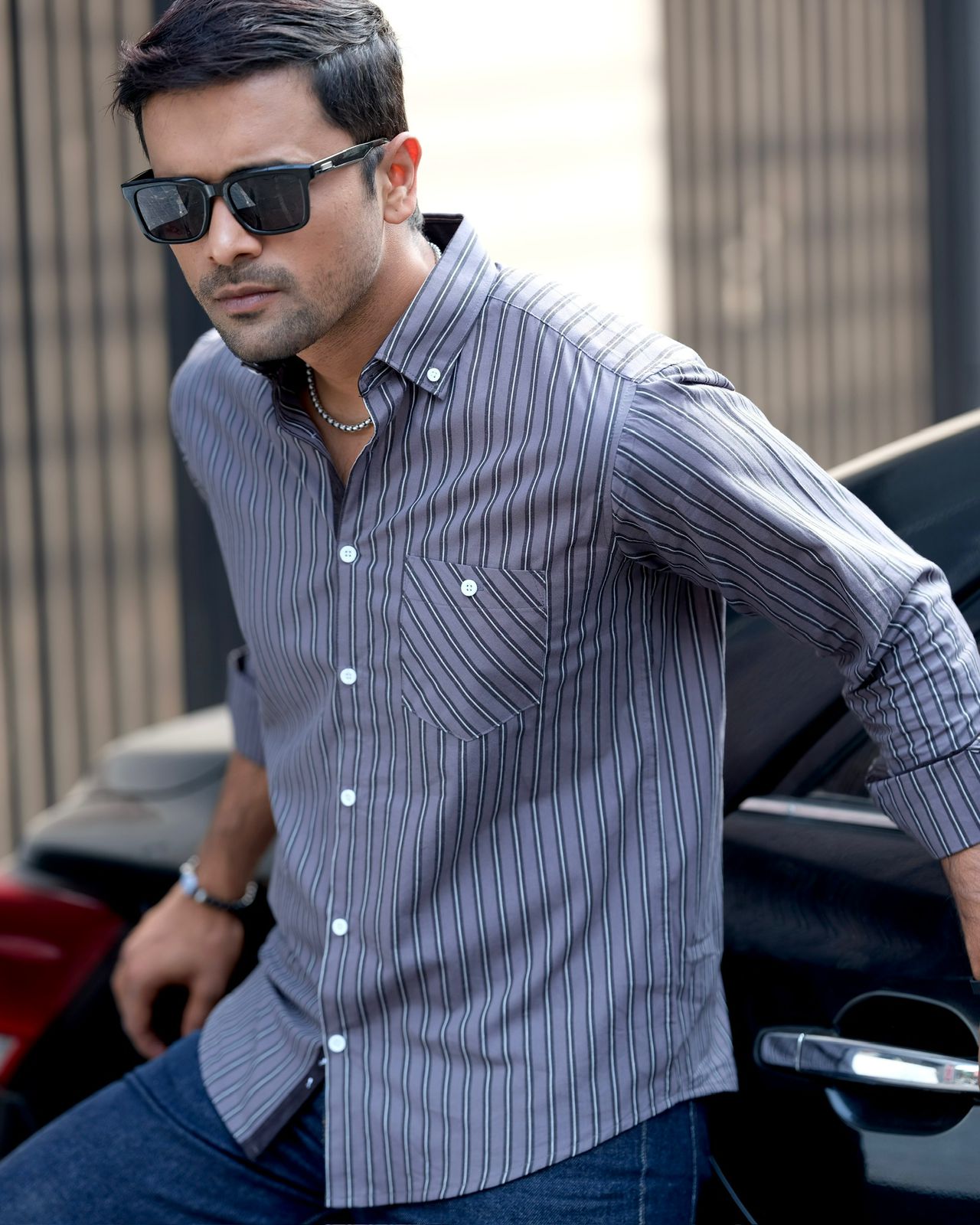 Mens Grey Horizon Stripe Shirt 262