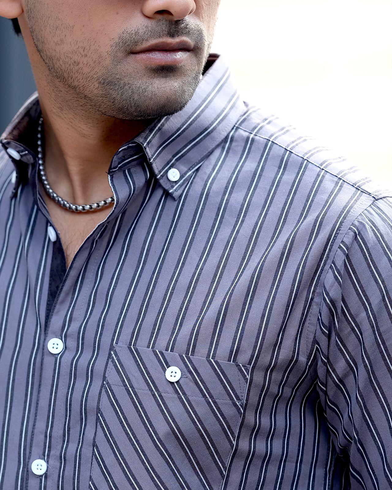 Mens Grey Horizon Stripe Shirt 262