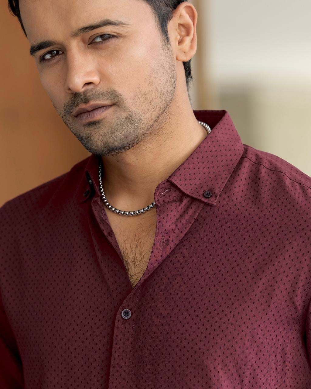 Maroon Crimson Dot Shirt 254
