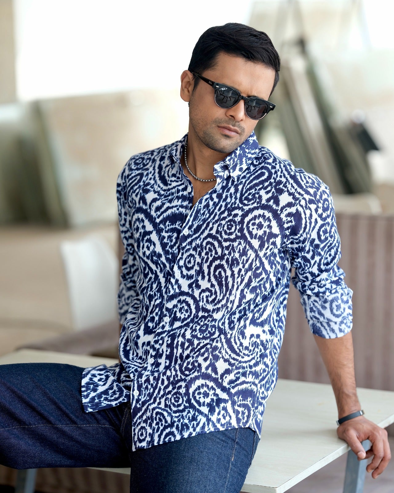 Men’s Sapphire Mosaic Patterned Shirt 252