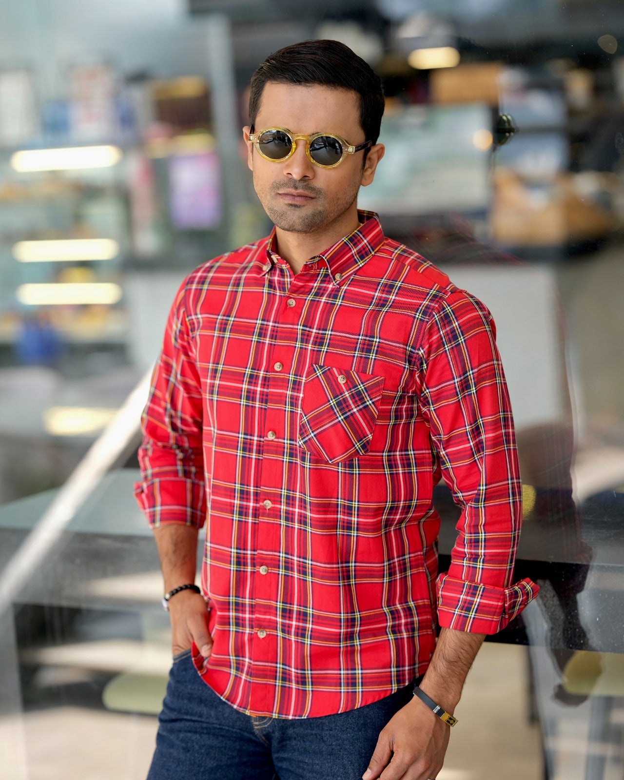 Men's Classic Red Plaid Shirt 243