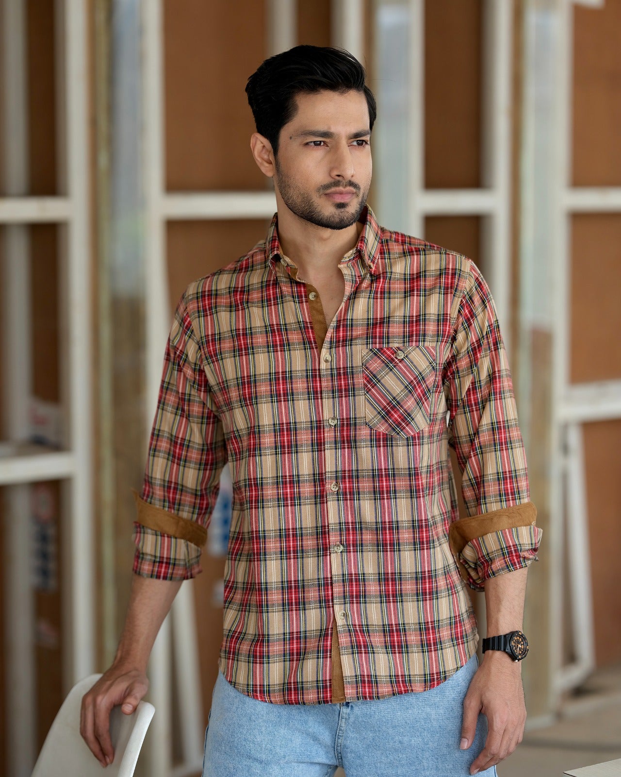 Mens midnight Mocha Checkered Shirt 249