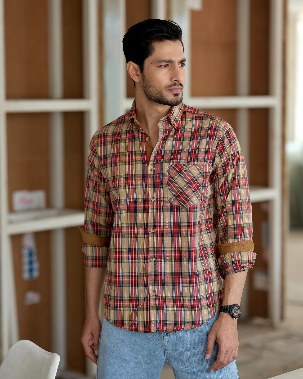 Mens midnight Mocha Checkered Shirt 249