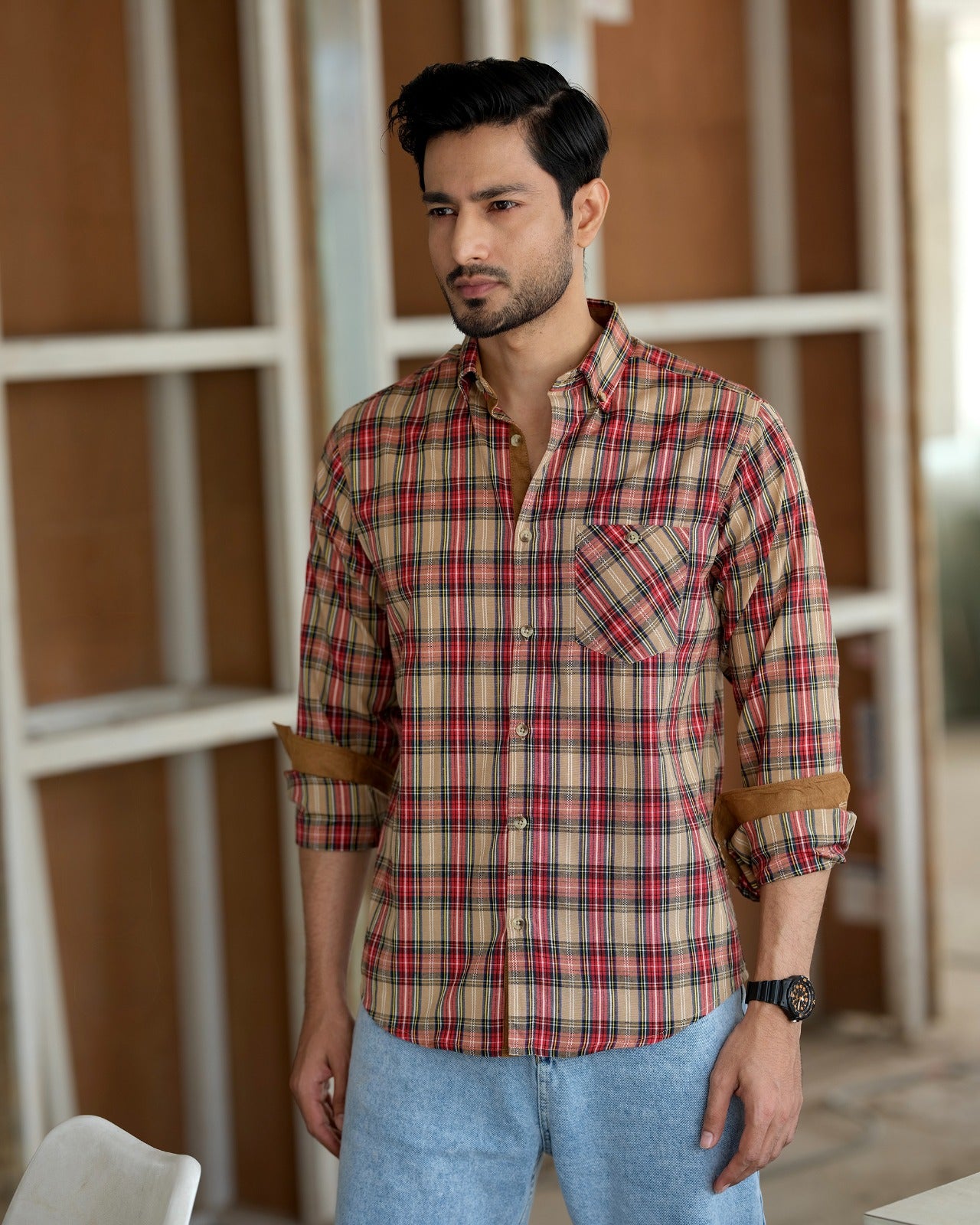 Mens midnight Mocha Checkered Shirt 249