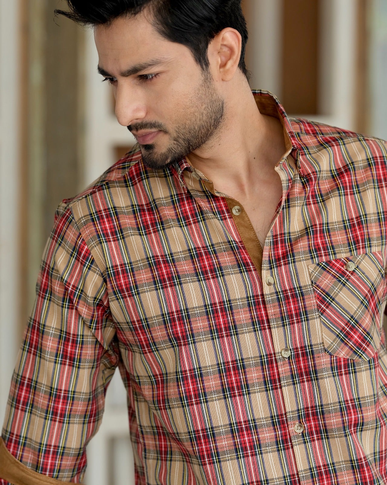 Mens midnight Mocha Checkered Shirt 249
