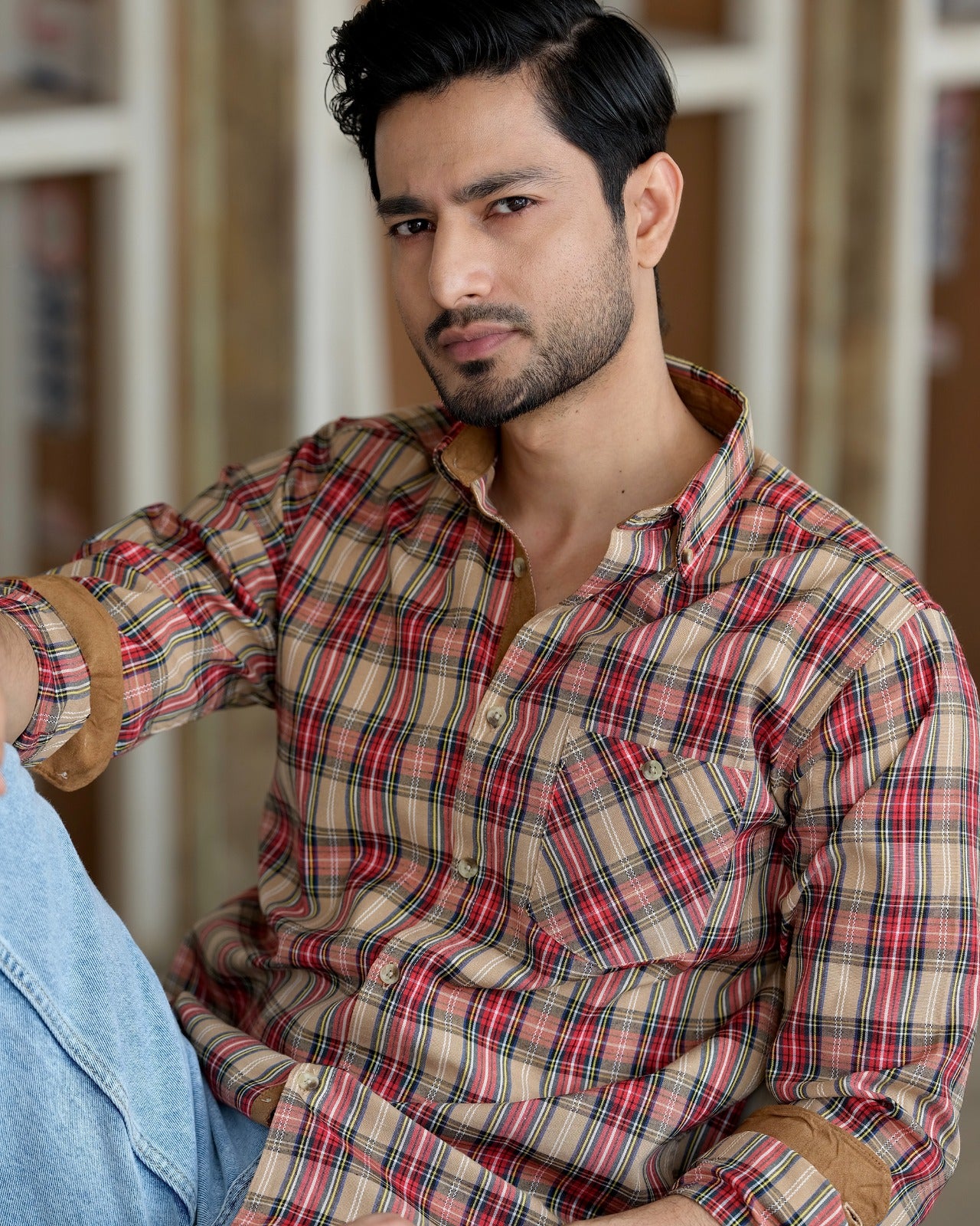 Mens midnight Mocha Checkered Shirt 249