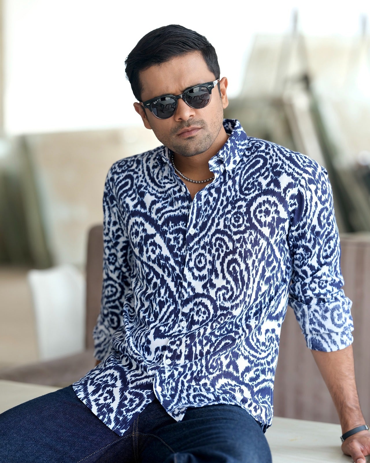 Men’s Sapphire Mosaic Patterned Shirt 252