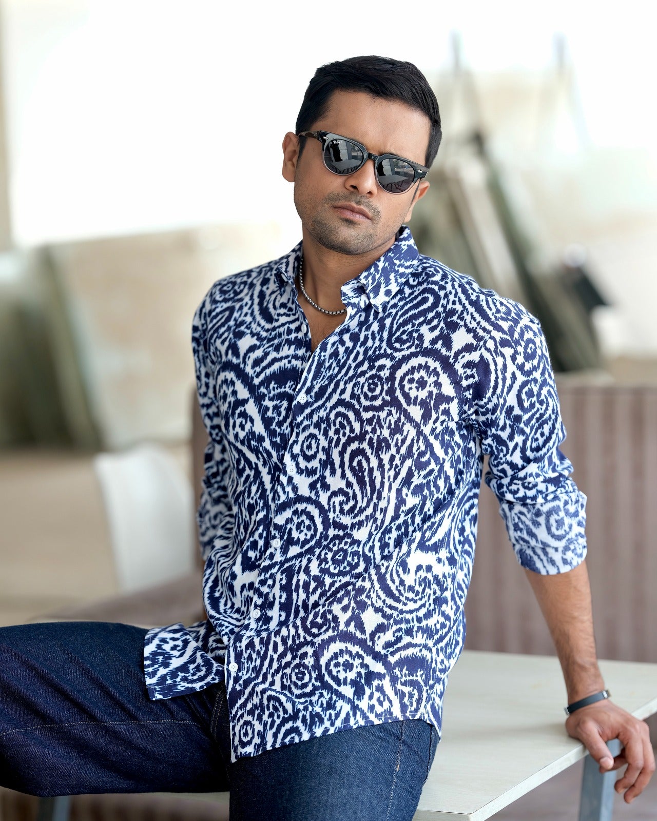 Men’s Sapphire Mosaic Patterned Shirt 252