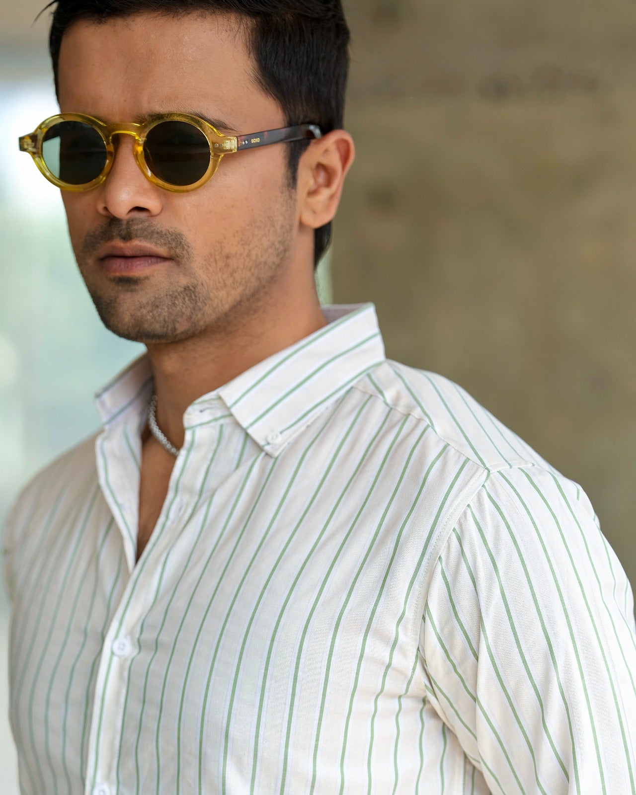 Sage Offwhite-Green Pinstripe Shirt 246