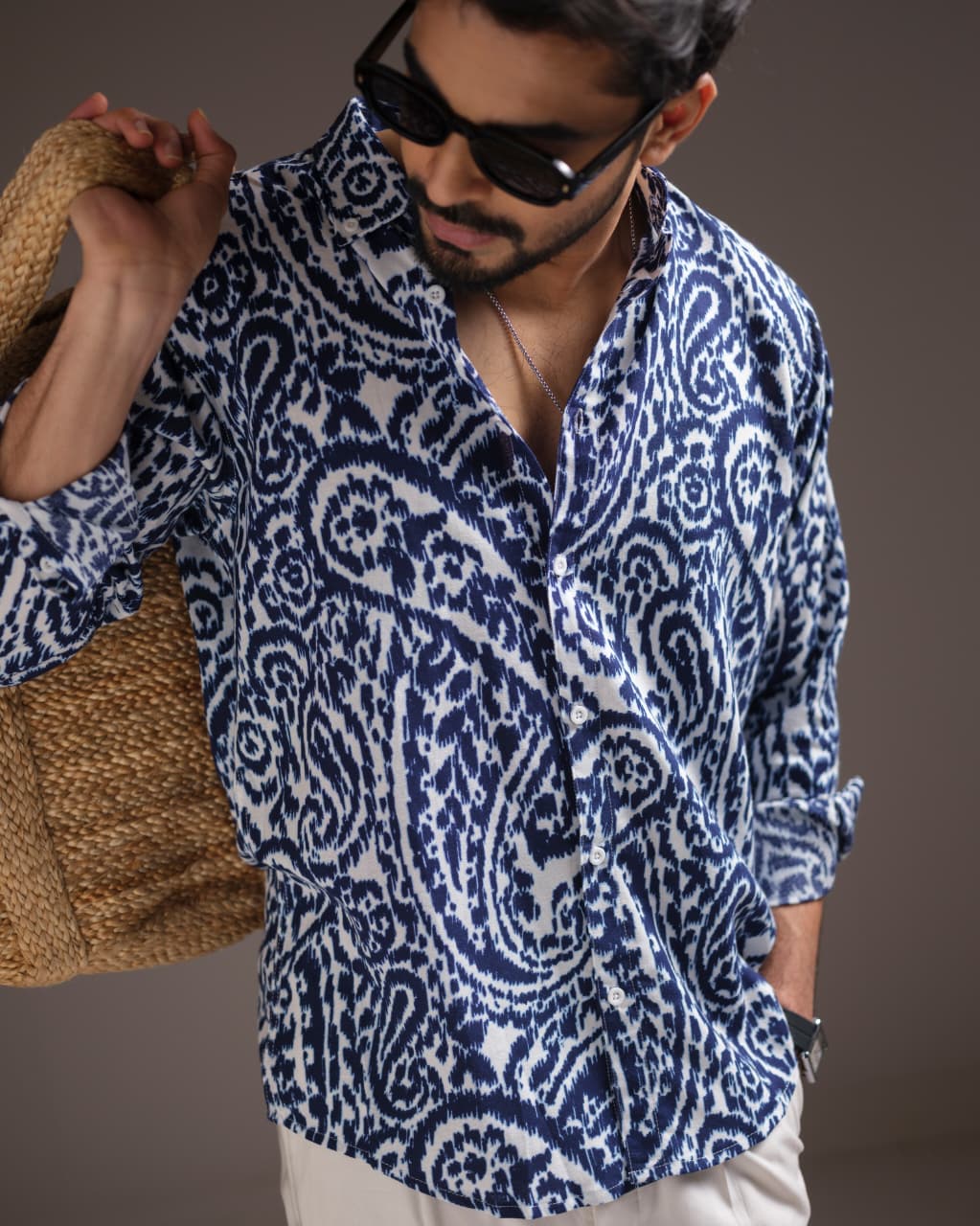 Men’s Sapphire Mosaic Patterned Shirt 252
