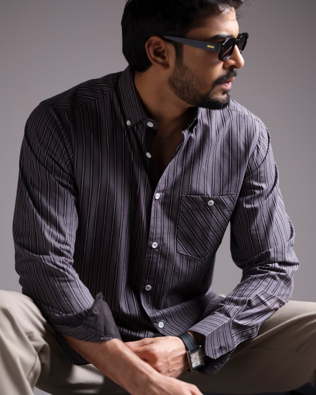 Mens Grey Horizon Stripe Shirt 262