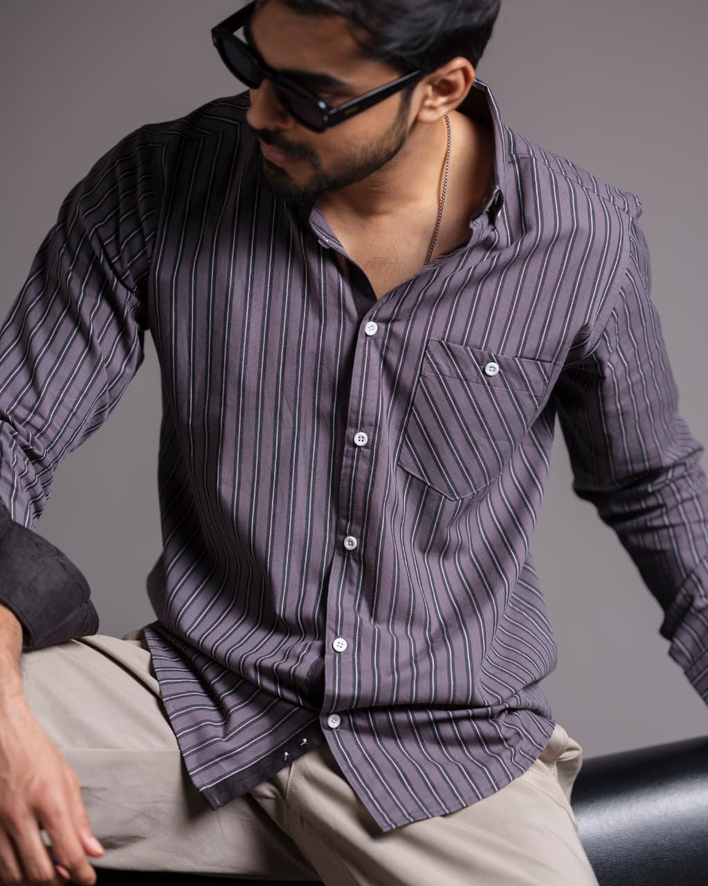 Mens Grey Horizon Stripe Shirt 262